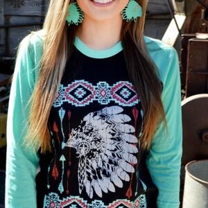 Crazy Train Black and Mint Top